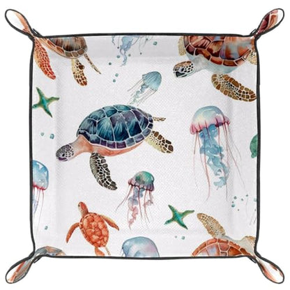 Sea Turtles Dice Tray Dice Rolling Tray Folding Dice Holder for Dice Games, Like RPG, DND and Other Table Games - color: Multi 17