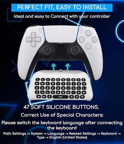 Wireless Controller Keyboard for PS5 Pro Mini Portable Gamepad Chatpad with Built-in Speaker for Dualshock 5 Compact Keypad for PS5 Controller Voice Chat Board for Playstation 5 Gamepad Messaging