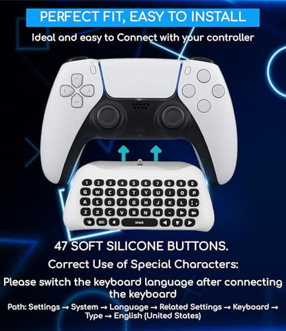 Wireless Controller Keyboard for PS5 Pro Mini Portable Gamepad Chatpad with Built-in Speaker for Dualshock 5 Compact Keypad for PS5 Controller Voice Chat Board for Playstation 5 Gamepad Messaging