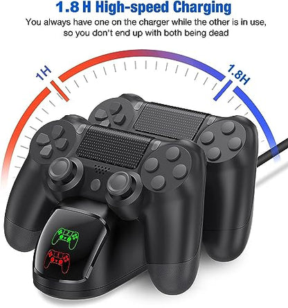 PS4 Controller Charger Dock Station with Charging Cable,1.8Hrs Fast Charge PS4 Remote Charging Station, Replacement for PlayStation 4 Dualshock 4 Charger for PlayStation 4 Games - color: Black-Green