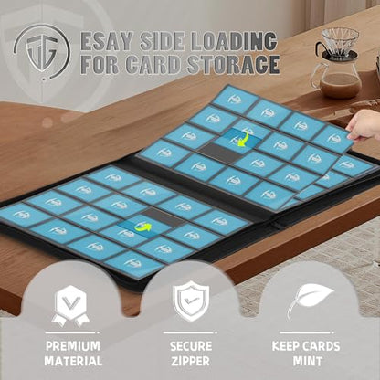 16 Pockets Trading Card Zipper Binder for 1000+ Cards| Secure Side Loading Pockets | Trading Card Album Folder | Compatible with YuGiOh, MTG,Sports Cards (Black 16) - color: Black 16