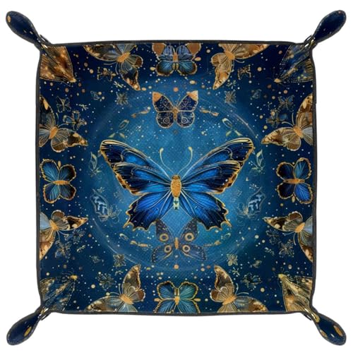 Blue Butterflies Dice Tray Dice Rolling Tray Folding Dice Holder for Dice Games, Like RPG, DND and Other Table Games - color: Multi 16