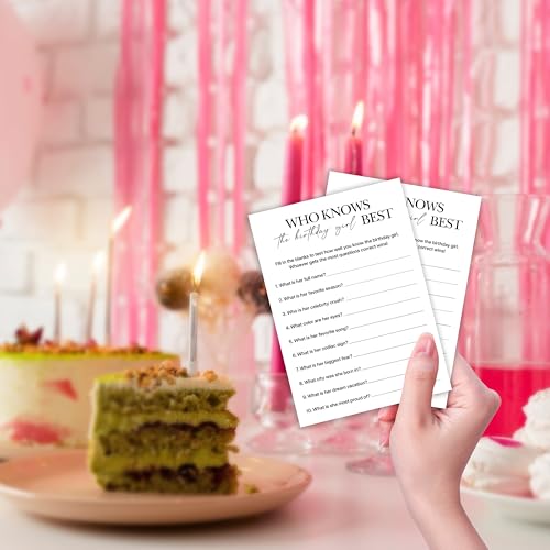 Birthday Party Games, Who Knows Her Best, 25 Pcs Card Set for Guests, Fun Birthday Game for Teen Adults – A05 - color: Who Knows Her Best