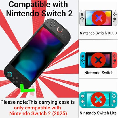 QUBAMG Switch 2 Dock Case Compatible with Nintendo Switch 2（2025）, Fit Joy-Con,AC Adapter, Adjustable Stand & Game Cartridges,Portable Travel Case with Zipper Hard Shell for Switch Console Pro - color: Switch 2 White