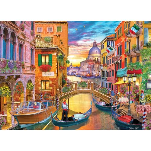 RoseArt Kodak Premium Grand Canal Venice 1000 Piece Jigsaw Puzzle | 19.25" x 26.67" Finished Size, Fully Interlocking Pieces, Bonus Poster Included, Made in USA - style: Grand Canal Venice