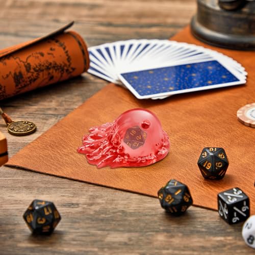 Deekin Translucent Cube Dice Storage with 7 Polyhedral Dice Set, Resin Cube Holder for TTRPG Tabletop Role Playing Game Fantasy Tabletop Gaming(Pink) - color: Pink