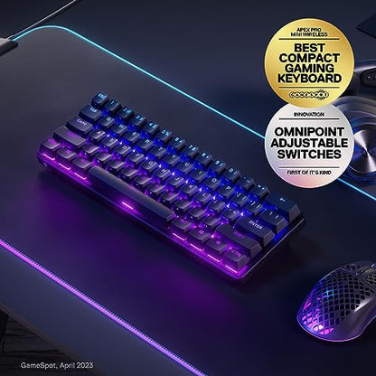 SteelSeries Apex Pro Mini Wireless Keyboard - 60% Design - OmniPoint 2.0 - Quantum 2.0 Wireless - Double Shot PBT Keycaps - Black - color: Black, size: Pro Mini 60%, style: Gen 2 Wireless