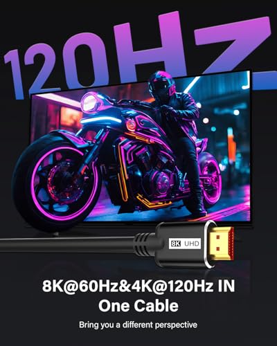 8K HDMI Cable 2.1 6FT, Ultra High Speed 48Gbps HDMI Cable Braided Cord, Supports 4K@120Hz, 4K@144Hz, HDR 10, eARC Compatible with Dolby PS5 Monitor HDTV - size: 6Feet