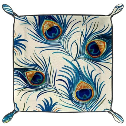 Peacock Feathers Dice Tray Dice Rolling Tray Folding Dice Holder for Dice Games, Like RPG, DND and Other Table Games - color: Multi 20