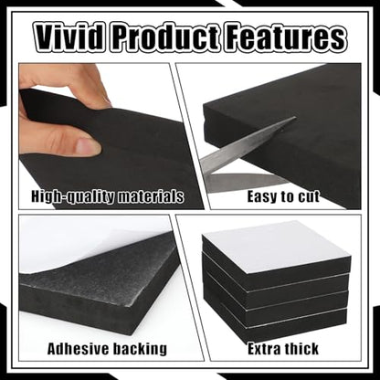 4 Pcs 1" Thick Foam Padding Sheet with Adhesive Backing Block | 6 Inch x 6 Inch, Closed Cell, Self Stick Neoprene Insulation Foam Sheet, Black, for Furniture Cars Speakers - color: Black, size: 1 Inch Thick, 6 x 6 Inches