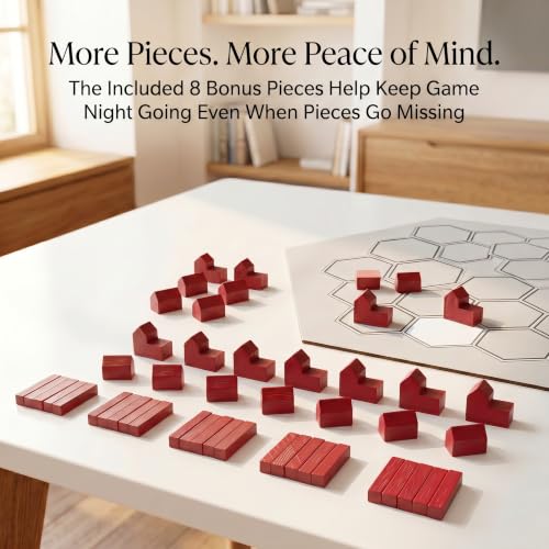 Replacement Pieces for Settlers of Catan – Roads, Settlements & Cities Set, Durable Game Tokens, Compatible with Catan Board Game Accessories, Game Pieces Plus Bonus Pieces (Red) - color: Red