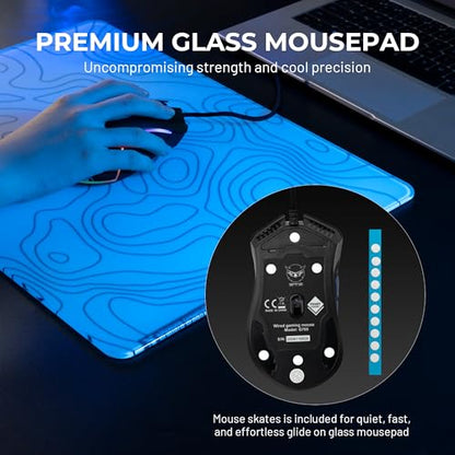 XVX White Topograph Glass Mousepad 4.0, Hard Mouse Pad for Gaming,Ultra-Smooth Micro-Etched Surface Mouse Mat with Non-Slip Rubber Base(410mm*310mm) - color: White(Topograph)