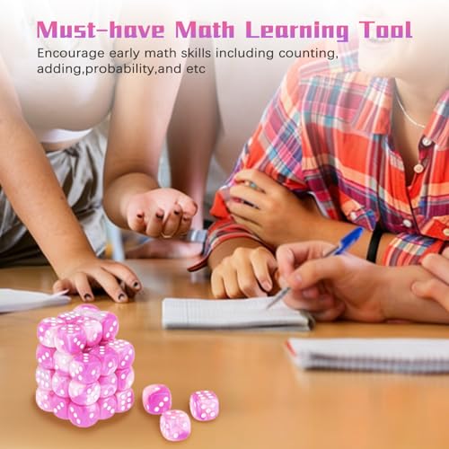36 Pieces 12mm 6 Sided Mini Dice Set,Two Colours D6 Game Dice Set,6 Sided Standard Game Dice for Board Games Dice Games Classroom Teaching Dices Game,with Portable Gaming Box(Pink & White) - color: D6-pink & White