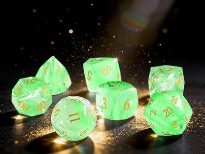 Natural Gemstone Crystal Polyhedral Dice Set for Dungeons and Dragons, RPG, Tabletop Games, 7-Piece (LS-2) - color: Ls-2