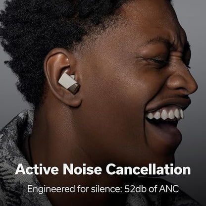 Status Pro X Wireless Earbuds, Triple Speaker Driver, Hi-Res Audio with LDAC, 52dB ANC, 6 Beamforming Mics with VoiceLoom AI for Clearest Calls (Moonbeam) - color: Moonbeam