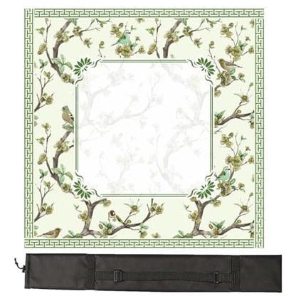 Chinoiserie Mahjong Mat with Carrying Bag 31.5" x 31.5" Green Rubber Anti Slip and Noise Reduction Multi Purpose Game Table Cover for Card, Board Tile Games - color: Green