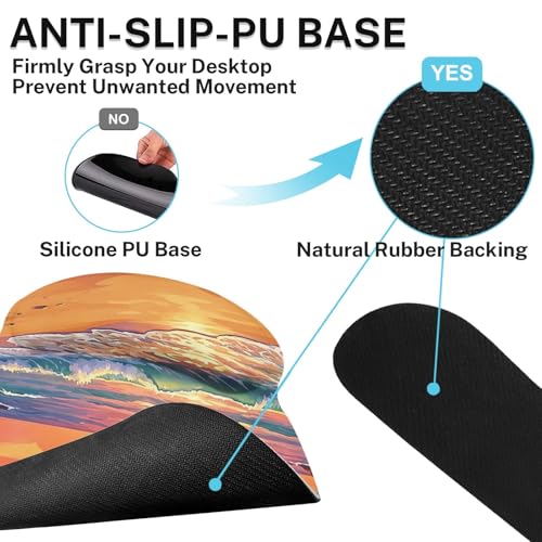 Britimes Beach Sunset Keyboard Mouse Pad Set Tropical Coastal 4in1 Large Mousepad+Keyboard Wrist Rest+Mouse Wrist Rest+Coaster Ergonomic Design for Home Office Computer 35.4x15.7 inches - color: Beach Sunset