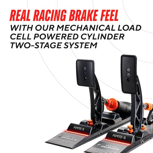 ASETEK SimSports Load Cell Forte S-Series Sim Racing Pedals for Immersive Racing in your Sim Racing Setup | Adjustable Pedals Arms for a Custom Fit | PC Compatible - size: Forte S-Series