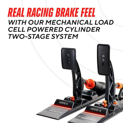 ASETEK SimSports Load Cell Forte S-Series Sim Racing Pedals for Immersive Racing in your Sim Racing Setup | Adjustable Pedals Arms for a Custom Fit | PC Compatible - size: Forte S-Series