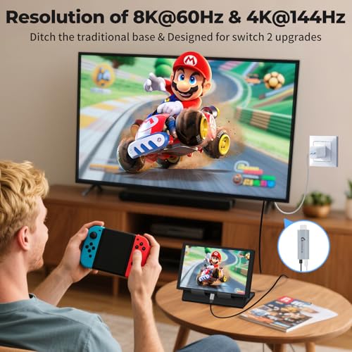 Guermok USB-C to HDMI Cable, 67in – HDR & ALLM, 8K@60Hz / 4K@144Hz, PD100W, USB-C Video Output for Switch 2 Dock, Capture Cards, TVs, Handheld Consoles (Silver)