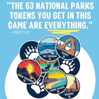 National Parks Board Game | Collectible Token Set with All 63 Parks | Family Board Game for Kids and Adults | Great National Parks Gift