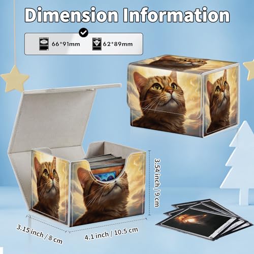 for MTG Commander Deck Box,Card Deck Box for Trading Yugioh MTG,Fits 100 Double Sleeved Cards,PU Leather Strong Magnet Case for Magic Commander TCG CCG,Cute Cat - color: Cute Cat