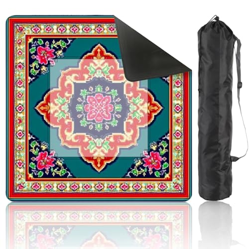 Mahjong Mat 31.5" x 31.5" Colorful Floral Mandala Red Green Navy Blue Ornamental Design Non-Slip Noise Reduction Mahjong Tiles Table Cover for Dominoes Poker Card Board and Tile Games - color: Color7