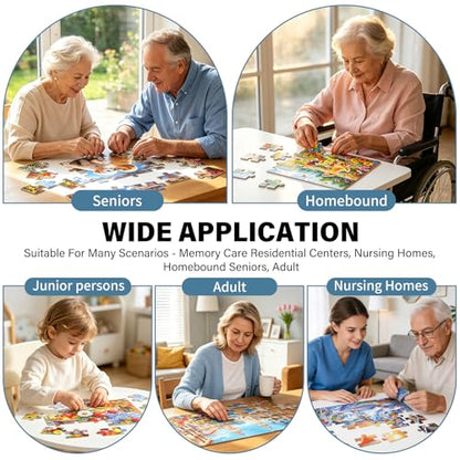 6 Pack 25 Piece Large Piece Puzzles for Seniors with Dementia & Alzheimer's Puzzles | Memory Care Games for Elderly Adults | Easy Grip Cognitive Activities in Nursing Home