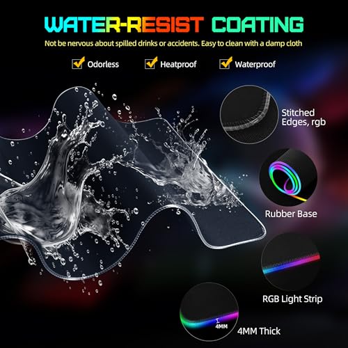 Mouse Pad with Wireless Charging, Large Desk Mat with Adapter, 31.5"x15.7" | RGB Gaming Mousepad with Ultra-Smooth Surface, Non-Slip Rubber Base, Waterproof Computer Keyboard Pad for Gamer, Black - color: Black-rgb(with Charger & Cable)
