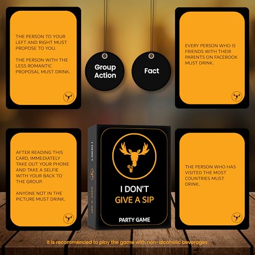 I DON'T GIVE A SIP... Fun Drinking Game for Adults | Hilarious Drinking Cards that Will Get You Drunk or Make You Do Funny Things | Adult Party Games for Game Nights and Epic Bachelor Parties