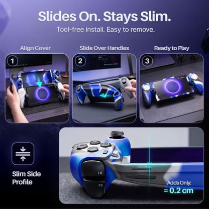 TNP Camouflage Blue Silicone Case Cover Compatible with PlayStation Portal | Protective soft-grip shell for steadier handheld play; 1 flexible cover only, console and thumb grips not included - color: Camouflage Blue
