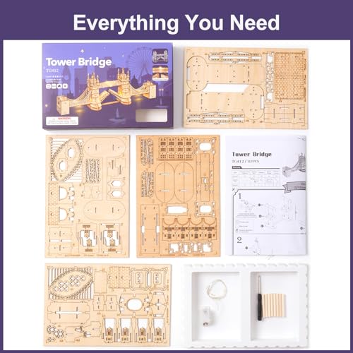 Rowood 3D Puzzles for Adults,DIY Wooden Model Kits for Adults to Build,Birthday London Tower Bridge - style: London Tower Bridge