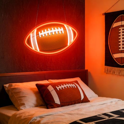 HAJAE Football Neon Sign for Wall Decor, UV Printed Football-Shaped Neon Light, Rugby LED Sign for Man Cave, Bedrooms, Game Room Decor, Gift for Football Sports Fans Teens - style: Football