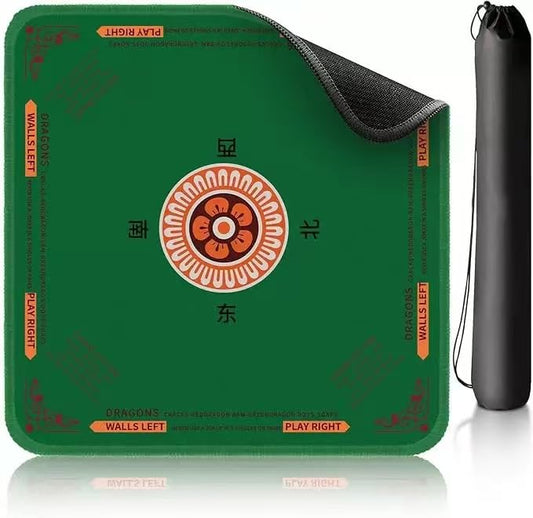 Chinese Mahjong Mat with Storage Bag, Neoprene Mahjong Table mat, 31.5x31.5 Inch, Non-Slip and Noise Reduction Table Cover for Board Games, Tile Games, Mahjong, Dominoes (Green) - color: Green