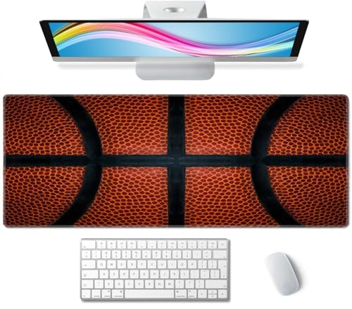 Basketball Large Gaming Mouse Pad Keyboard Desk Pad Extended Mouse Pad Gaming Office Decor, PC Laptop Mouse Pads Large (31.5x151.8 in) with Stitched Edges Non-Slip Base Mousepad XL - color: Basketball