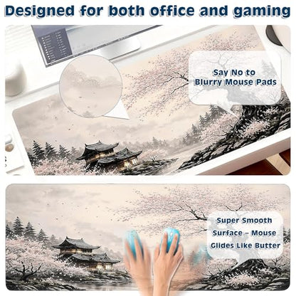 Gaming Mouse Pad, Desk Mat for Keyboard and Mouse, Large Mouse Pad for Desk, Computer Mousepad - color: Japanese Ink Painting 2