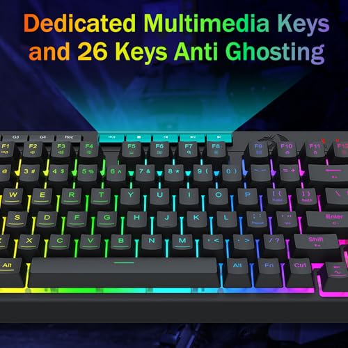 Redragon K524 75% Wired Gaming Keyboard, RGB Backlit, Whisper-Quiet, Black | Membrane Keyboard with Programmable Macro and Multimedia Keys, Anti-ghosting, Spill Resistant,Compact for Win/MAC/PS/Xbox - color: Wired
