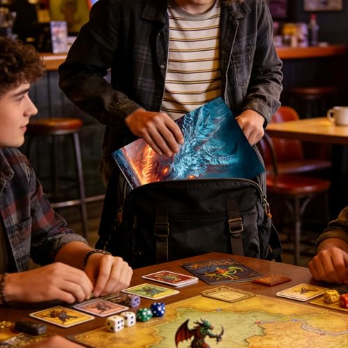 Byhoo 2 PCS DM Screen for D&D 5E with 2 Immersive Themes，Waterproof Reusable Surface, Tri-Fold Portable Design Folds to Approx. A4 Size DND Accessories Compatible with Players Handbook - style: Planar Realms - 2PCS: Inferno Gale&Oneiric rift