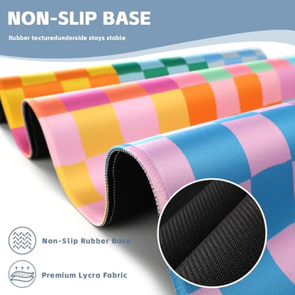 Baziabbo Checkered Desk Mat,XXL Extended Big Mouse Pad,Gaming Mousepad with Stitched Edge,Non-Slip Rubber Base Keyboard Desk Pad for Home Office Study Game - color: Checkerboard Color