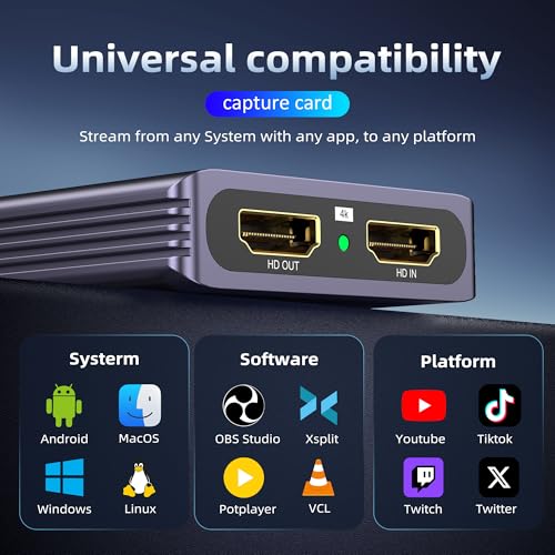 4K HDMI Video Capture Card for Nintendo Switch 2, PS5, Xbox, PC,Streaming- USB 3.0 Game Capture Device with 2K 30fps, Compatible with Broadcasting, Mobile Cameras & More - color: G2