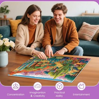 500 Piece Jigsaw Puzzles for Adults, Colorful Desert 500 Piece Puzzle, Vibrant Landscape with Cacti, Fox and Mountains Jigsaw Puzzles, Relaxing Gift for Adults, Seniors, 20.5 x 15 in - style: DESERT
