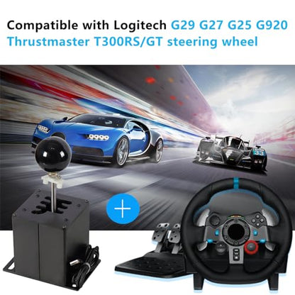 Htostar Racing PC USB Simulator Racing Shifter Compatible with G29 G27 G25 G920 T300RS/GT Steering Wheel Sequential H Gear Shifter Compatible with ATS ETS Dust WRC Sim Racing Games 6+R Black