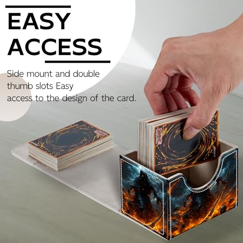 Trading Card Storage Box, Holds 100+ for MTG Cards, Premium PU Leather with Magnetic Closure, Skeleton Amid Flaming Skulls Durable Deck Box for Magic the Gathering, Trading Card Games - color: Skeleton Amid Flaming Skulls