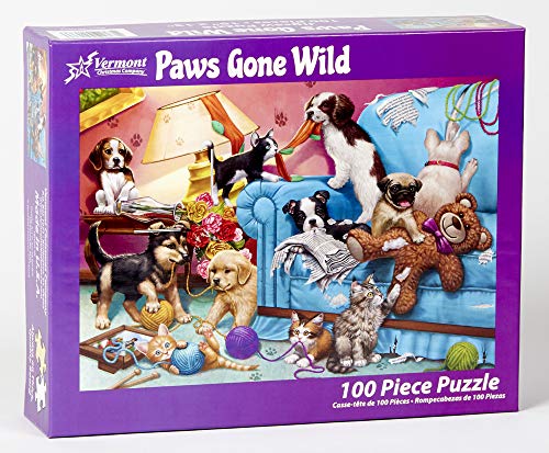 Vermont Christmas Company Paws Gone Wild Jigsaw Puzzle 100 Piece, Large Pieces Perfect for Kids and Seniors
