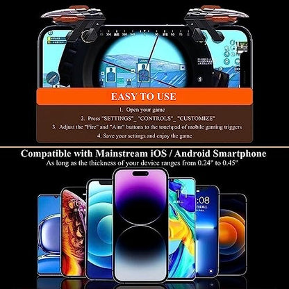 PUBG Mobile Game Triggers, 4 Triggers [6 Finger Operation] High Sensitive Shoot Aim Gaming Controller Gamepad Grip Joysticks Buttons - color: 6 Finger Operation