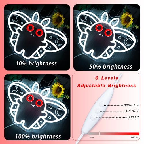 Mothman Neon Sign Cute LED Cryptid Wall Art Cartoon Neon Light for Kids Room Decor Mysterious Creature Light Gift for Fans(14.8 * 10.6inch) - style: Mothman