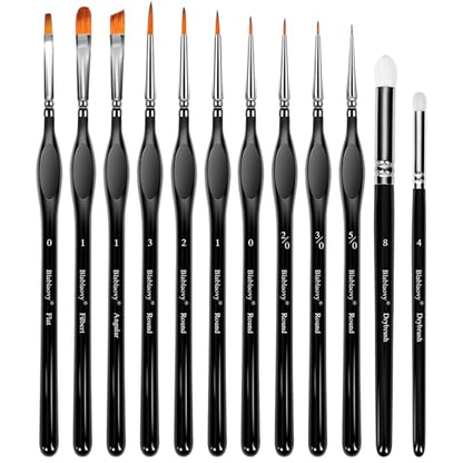 12pcs Miniature Paint Brushes Drybrush Set with Triangular Handles | Detail Paint Brushes for Acrylics, Watercolor, Figurines Model, Face Painting, Piant by Number Kit for Adults