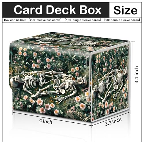 Card Deck Box for MTG Trading Cards with Magnetic Closure,Premium Card Storage Box Case Cover for TCG CCG Magic Cards,Skeleton Grassland - color: Skeleton Grassland