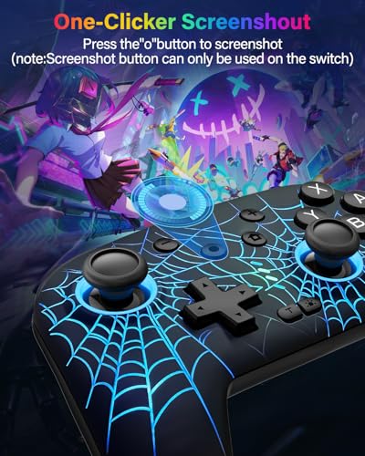 Switch Controller Compatible with Nintendo Switch/Switch Lite/OLED/PC | Programmable Wireless Switch Controller with 10 LED Light, 6-Axis Motion, Turbo, Vibration, One-Key Wake Up & Pairing, Black - color: black