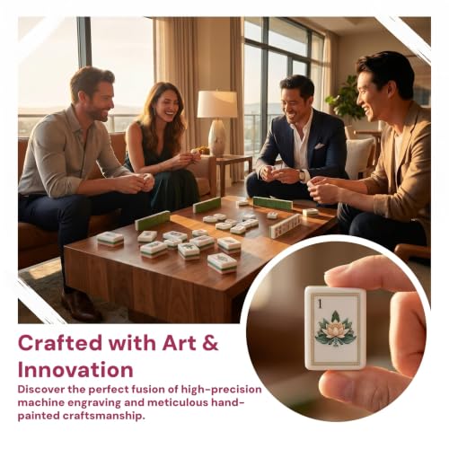 4 Layer Mahjong Tiles, 2026 Premium 160 Pcs Acrylic American Mahjong Tiles Set with Dice, Engraved Four Layer Mahjong Tile with Exquisite Carrying Bag, Home Trips Social Game (Classic Peacock1) - color: Classic Peacock1
